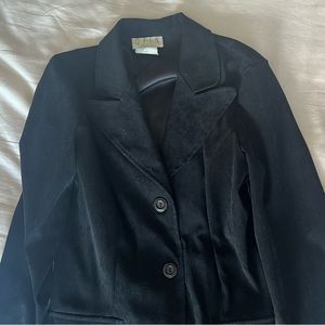 vintage black suede-like open collection blazer/jacket